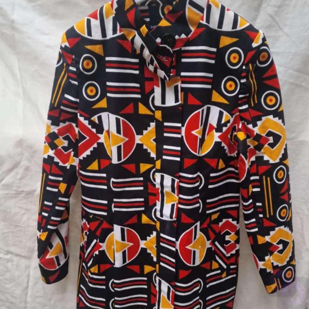 colourful African print bottom up female jacket